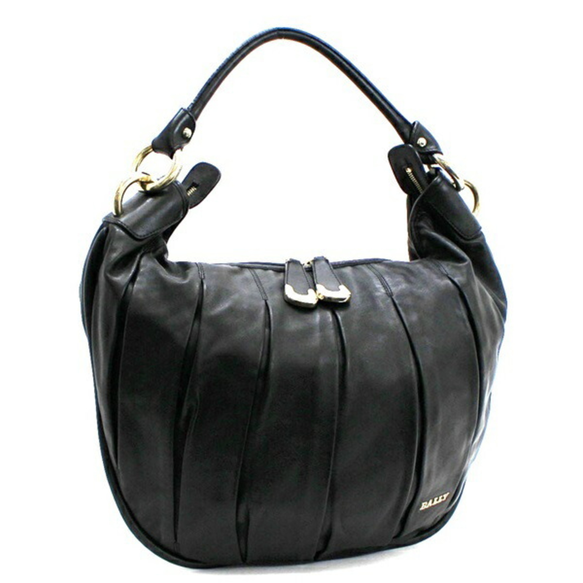 Bally One Shoulder Bag Leather Black Ladies Soft